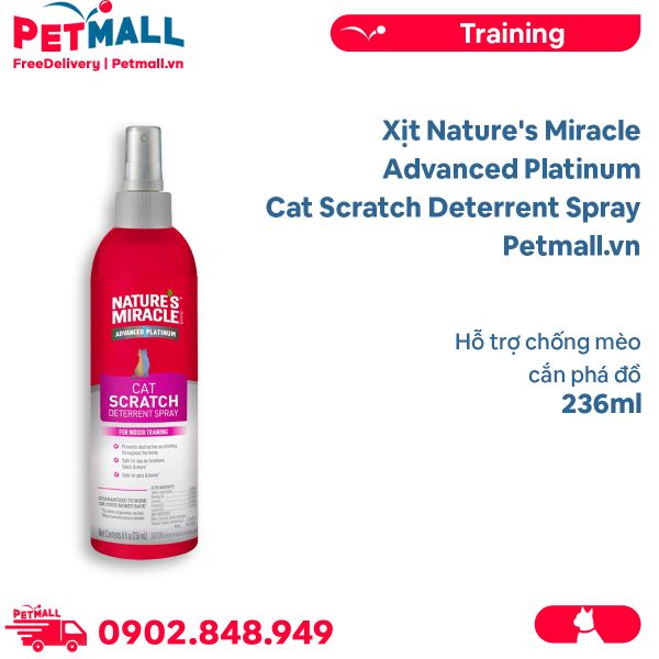 Xịt Nature's Miracle Advanced Platinum Cat Scratch Deterrent Spray 236ml - Hỗ trợ chống mèo cắn phá đồ Petmall