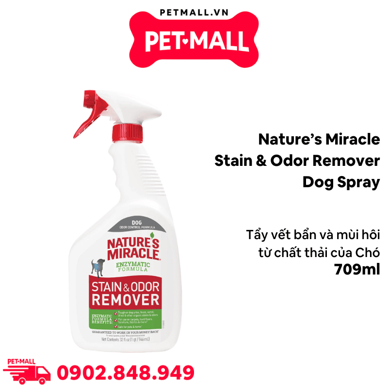 Xịt Nature’s Miracle Stain & Odor Remover Cat spray 709ml - Chất tẩy vết bẩn vào mùi hôi từ chất thải của chó Petmall