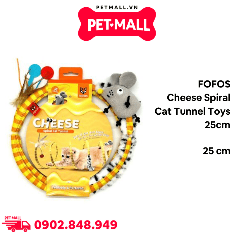 Đồ chơi FOFOS Cheese Spiral Cat Tunnel Toys Size 25cm - Đường hầm xoắn ốc Petmall