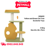 Trụ cào SONICE Yellow and Green Cat Tree Scratcher Toys Size 46 x 36 x 75 cm - 4 tầng màu xanh, vàng Petmall