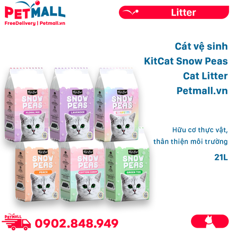 Cát vệ sinh  KitCat Snow Peas  Cat Litter 21L - Hữu cơ thực vật, thân thiện môi trường Petmall