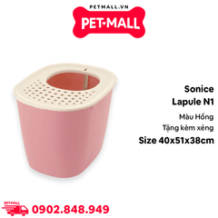 Nhà vệ sinh mèo Sonice Lapule N1 - 40 x 51 x 38 cm - Hồng  | Tặng Kèm Xẻng Petmall
