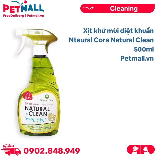 Xịt khử mùi diệt khuẩn Natural Core Natural Clean 500ml - Khử mùi hôi chất thải của Chó Mèo và không gian sống Petmall