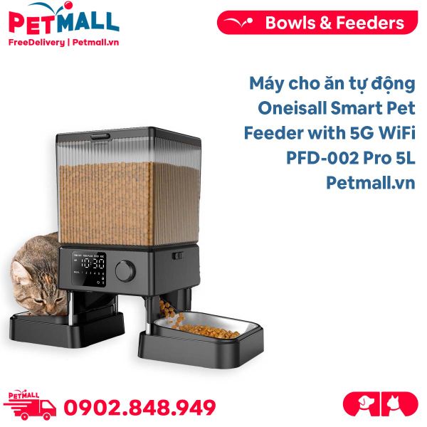 Máy cho ăn tự động Oneisall Smart Pet Feeder with 5G WiFi PFD-002 Pro - 5L Petmall