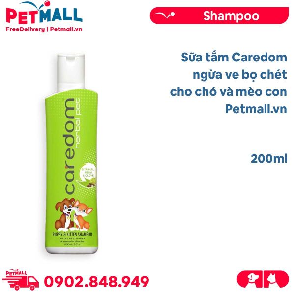Sữa tắm Caredom ngừa ve bọ chét cho chó và mèo con 200ml Petmall