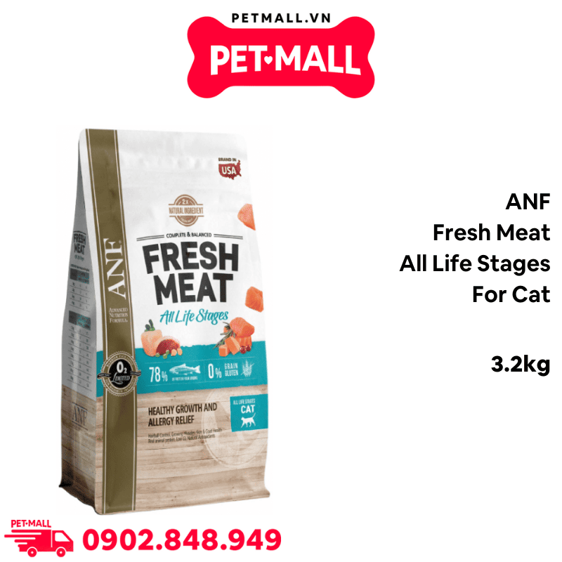 3.2KG - Thức ăn mèo ANF Fresh Meat All life stages for cat gấp đôi thịt tươi - Cân bằng dinh dưỡng cho mèo mọi lứa tuổi Petmall