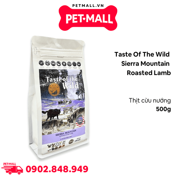 500g - Thức ăn chó Taste Of The Wild Sierra Mountain - Roasted Lamb, Thịt Cừu Nướng - mọi lứa tuổi nhập USA Petmall