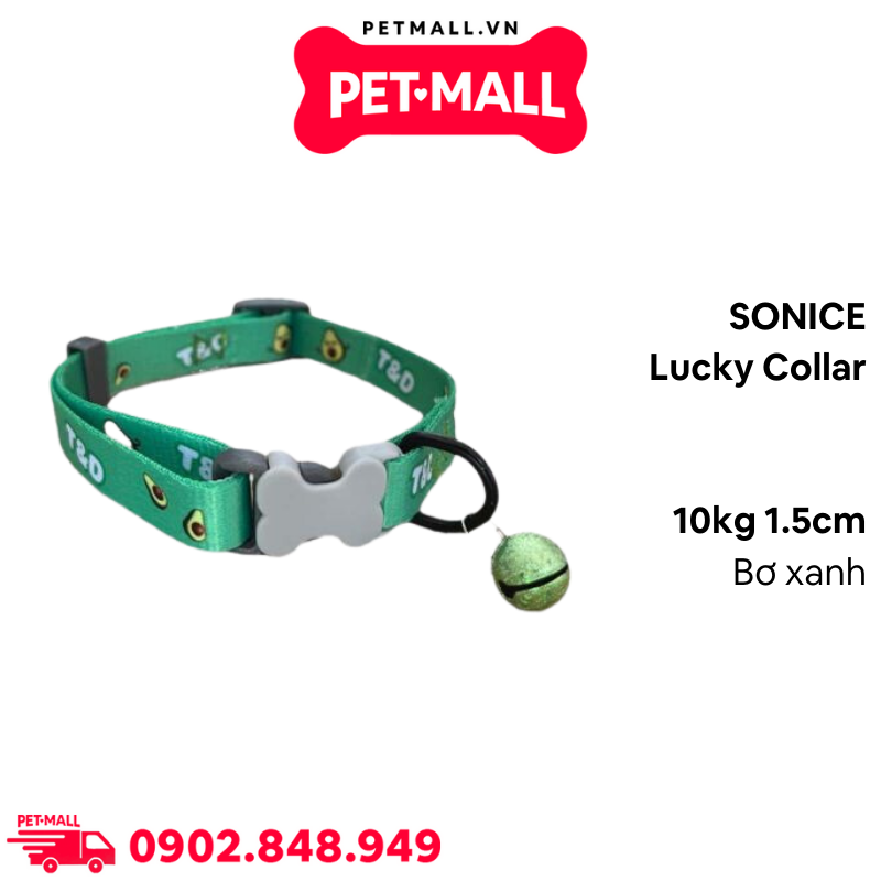 Vòng cổ Sonice Lucky Collar 10kg - 1.5cm Bơ xanh Petmall