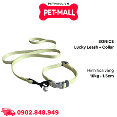 Set Dây + Vòng cổ Sonice Lucky Leash + Collar 10kg - 1.5cm Hoa vàng Petmall