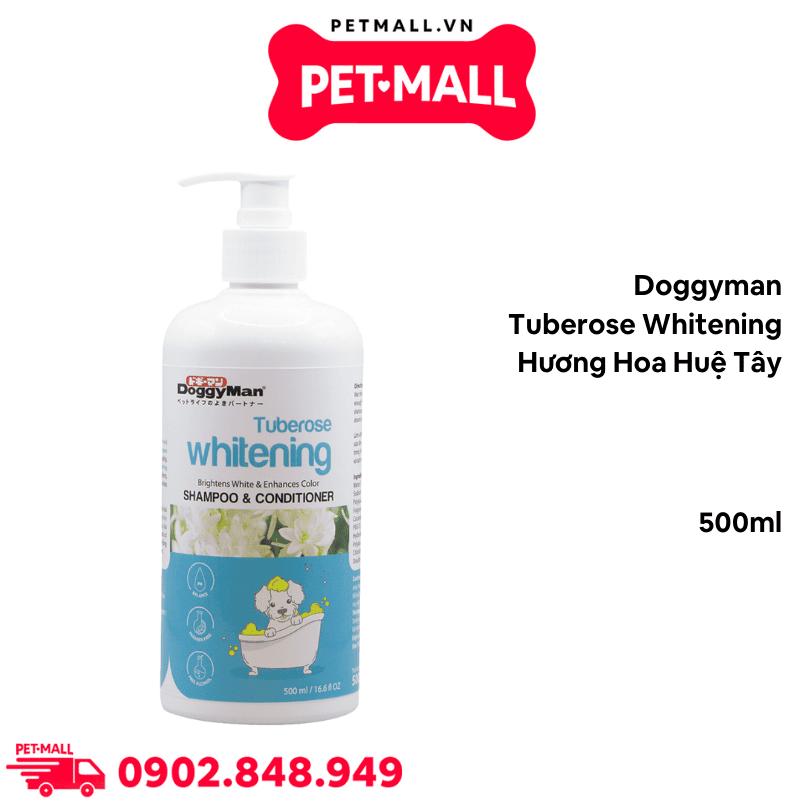 Sữa tắm Doggyman Tuberose Whitening 500ml - Hương hoa Huệ Tây, dành riêng cho chó lông trắng Petmall