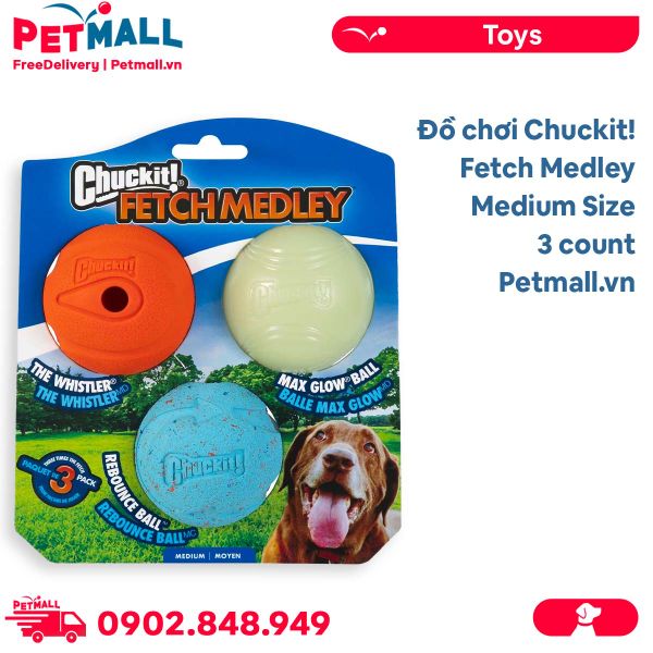 Đồ chơi Chuckit! Fetch Medley Medium Size - Bộ 3 trái, tăng cường vận động Petmall