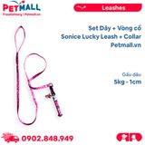 Set Dây + Vòng cổ Sonice Lucky Leash + Collar 5kg - 1cm Gấu dâu Petmall