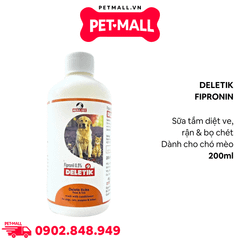 Sữa tắm DELETIK FIPRONIN diệt ve, rận & bọ chét cho thú cưng 200ml - Tặng kèm găng tay Petmall