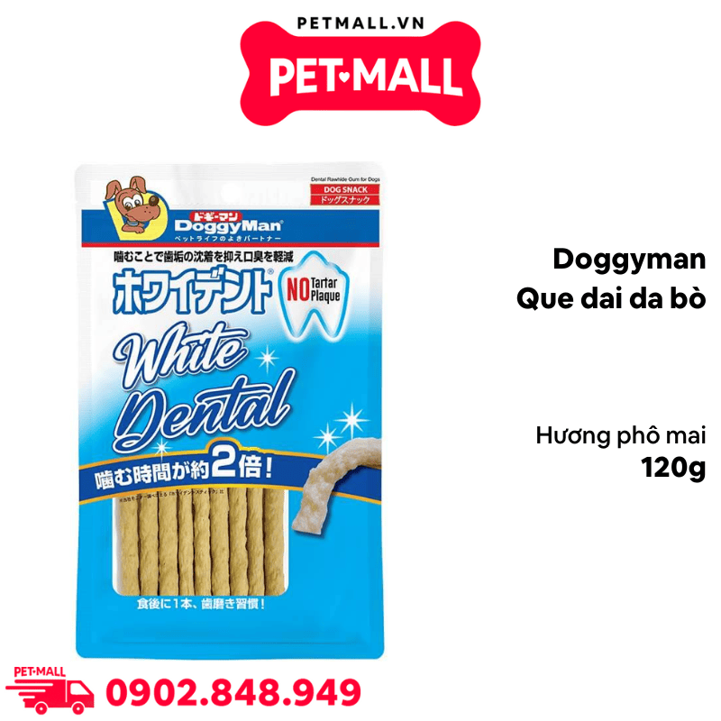 Treats Doggyman que dai da bò hương phô mai 120g - Hỗ trợ sạch răng thơm miệng Petmall