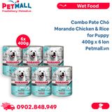Combo Pate chó Morando Chicken & Rice for Puppy 400g - 6 lon - Vị Thịt Gà và Gạo, dành cho chó con Petmall