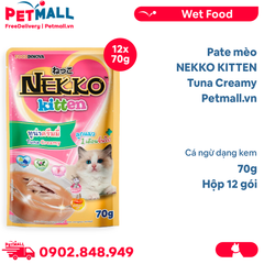 Hộp 12 Gói 70g - Pate mèo NEKKO KITTEN Tuna Creamy - Cá ngừ dạng kem Petmall