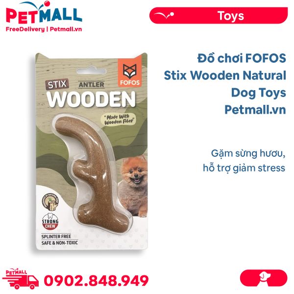 Đồ chơi FOFOS Stix Wooden Natural Dog Toys Size 13x5cm - Gặm sừng hươu, hỗ trợ giảm stress Petmall