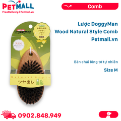Lược DoggyMan Wood Natural Style Comb Size M - Bàn chải lông tơ tự nhiên, dành cho Chó Petmall