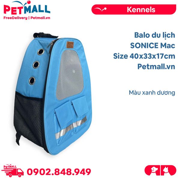 Balo du lịch SONICE Mac Size 40x33x17cm - Màu xanh dương, kèm túi phụ cao cấp Petmall