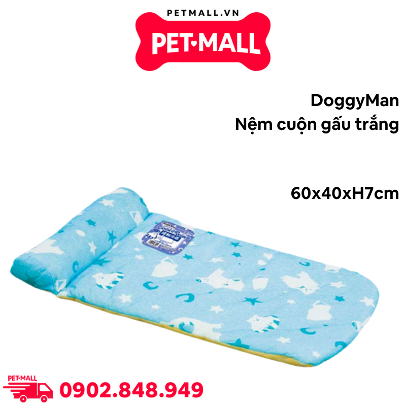 Nệm cuộn gấu trắng DoggyMan Size 60x40xH7cm Petmall