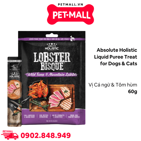 Treats Absolute Holistic Liquid Puree Treat for Dogs & Cats 60g - Cá ngừ & Tôm hùm - Dạng kem, dành cho chó mèo Petmall