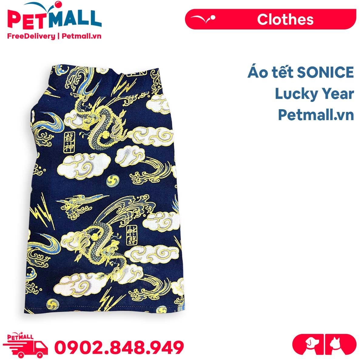 Áo tết SONICE Lucky Year - Màu xanh rồng vàng Petmall