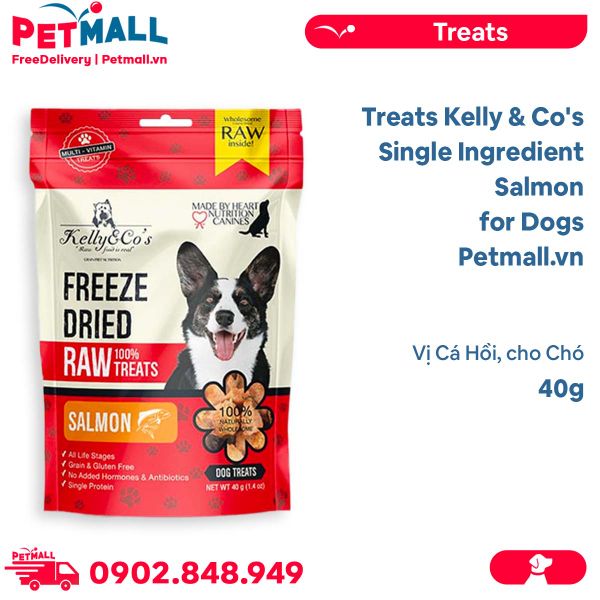Treats Kelly & Co's Single Ingredient Salmon for Dogs 40g - Vị Cá Hồi, cho Chó Petmall