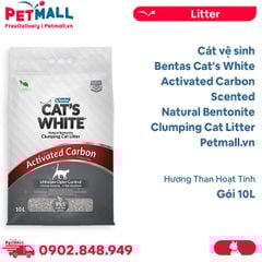 Cát vệ sinh Bentas Cat's White Activated Carbon Scented Natural Bentonite Clumping Cat Litter Gói 10L - Hương Than Hoạt Tính Petmall