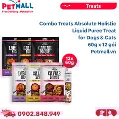 Combo Treats Absolute Holistic Liquid Puree Treat for Dogs & Cats 60g - 12 gói - Mix vị - Dạng kem, dành cho chó mèo Petmall