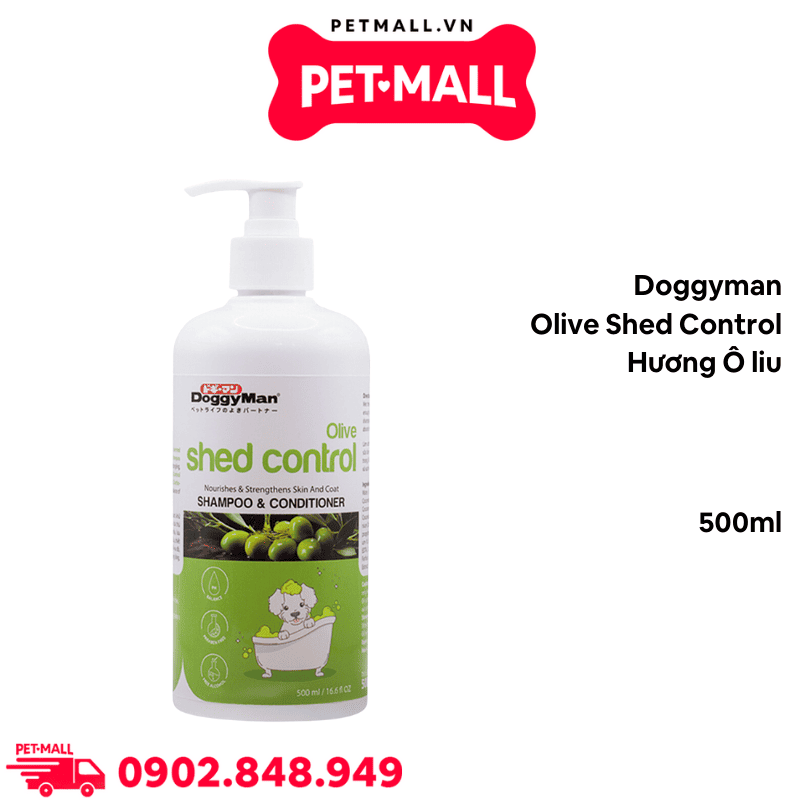 Sữa tắm Doggyman Olive Shed Control 500ml - Hương Ô liu dưỡng lông, chăm sóc da cho chó Petmall