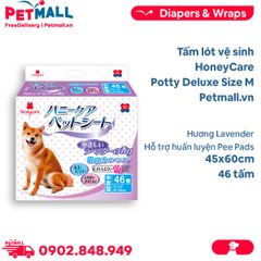 Tấm lót vệ sinh HoneyCare Potty Deluxe Size M | 45x60cm - 46 tấm - Hương Lavender, hỗ trợ huấn luyện Pee Pads Petmall
