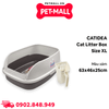 Khay vệ sinh mèo CATIDEA Cat Litter Box Size XL - 63x46x25cm  | Màu Xám - Tặng kèm xẻng Petmall