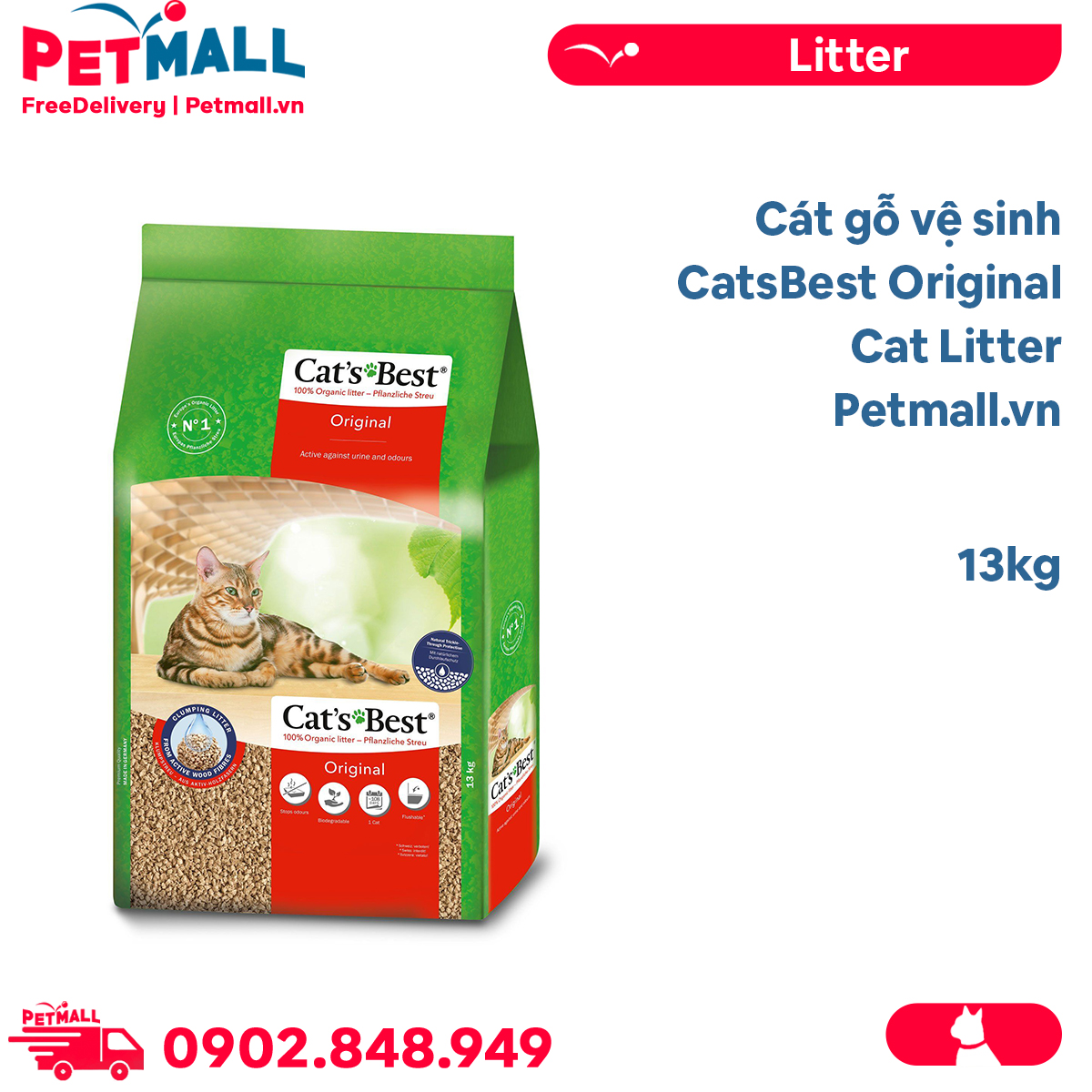 Cat g v sinh CatsBest Original Cat Litter 13kg lam t g Germany P PETMALL.VN