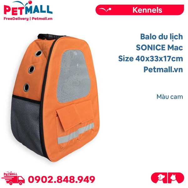 Balo du lịch SONICE Mac Size 40x33x17cm - Màu cam, kèm túi phụ cao cấp Petmall