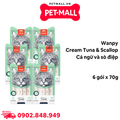 Combo Treats WANPY Cream Tuna & Scallop 70g - 6 gói - Cá ngừ và sò điệp dành cho Mèo Petmall