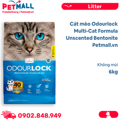 Cát mèo Odourlock Multi-Cat Formula Unscented Bentonite 6kg - Không mùi Petmall