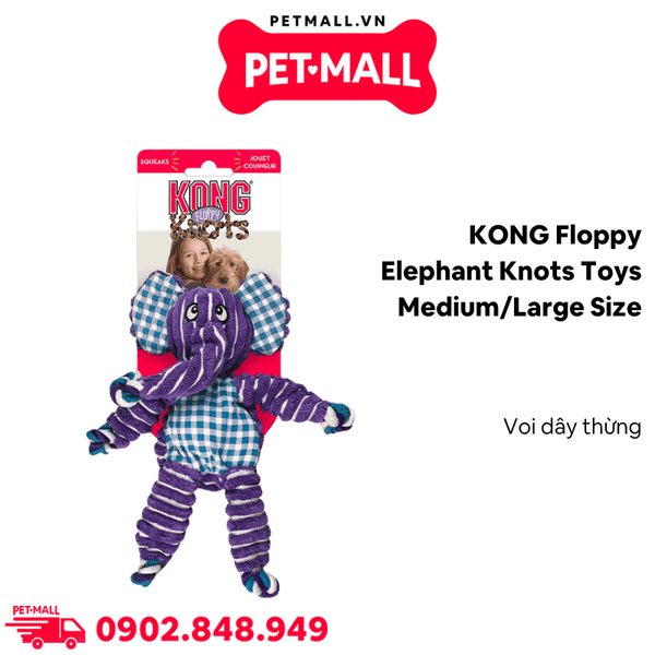 Đồ chơi KONG Floppy Elephant Knots Toys Medium/Large Size - Con voi dây thừng Petmall