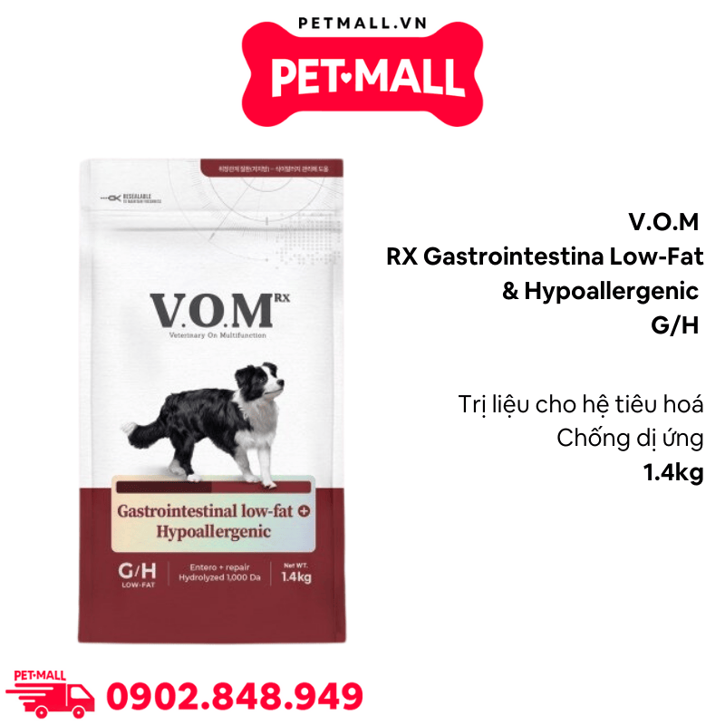 1.4KG - Thức ăn chó VOM RX Gastrointestin.a Low-Fat + Hypoallergeni.c GH - Chăm sóc sức khỏe cho hệ tiêu hoá và chống dị ứng Petmall