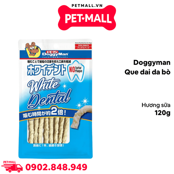 Treats Doggyman que dai da bò hương sữa 120g - Hỗ trợ sạch răng thơm miệng Petmall