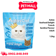 Thức ăn mèo Aatas Seafood Delight Tuna & Sardine Flavour Adult 1.2kg - Cá ngừ và Cá mòi Petmall