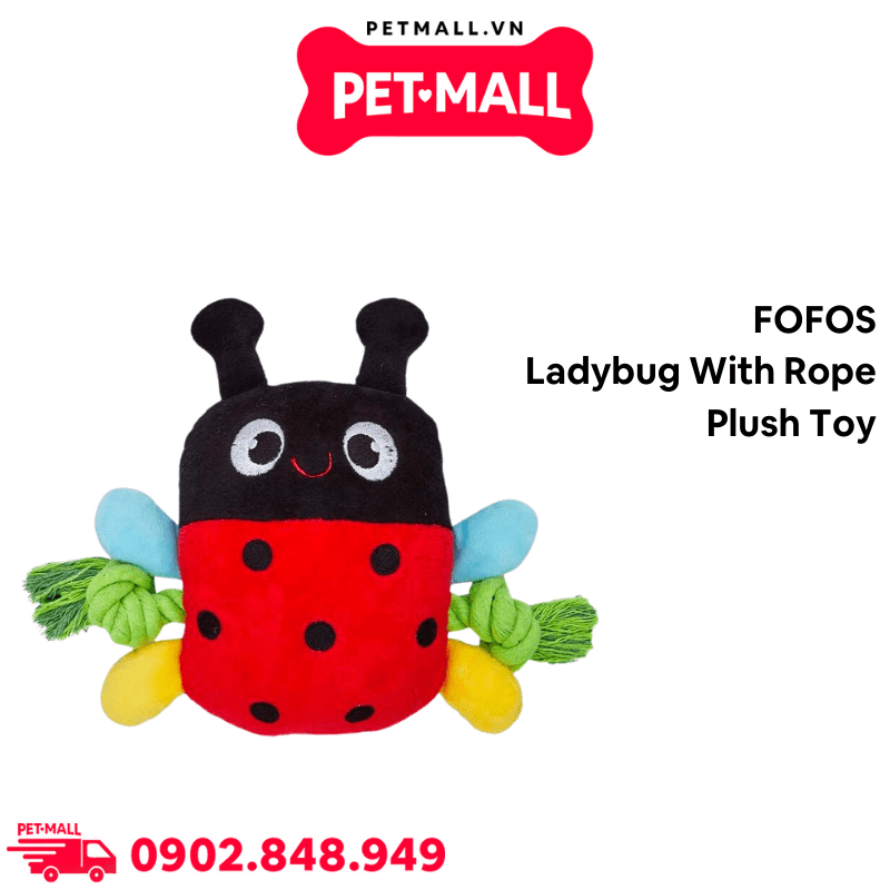 Đồ chơi FOFOS Ladybug With Rope Plush Toy - Bọ rùa hỗ trợ nhai gặm cho Chó Petmall