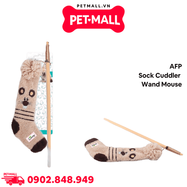 Cần câu AFP Sock Cuddler Wand Mouse - Hình chiếc vớ, có catnip bên trong Petmall