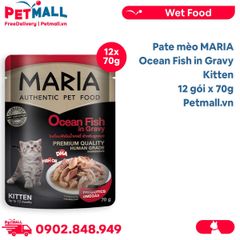 Hộp 12 Gói 70G - Pate mèo MARIA Ocean Fish in Gravy Kitten - Vị Cá biển, dành cho mèo con Petmall