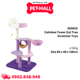 Trụ cào SONICE Calmbee Tower Cat Tree Scratcher Toys Size 60 x 48 x 128 cm - 4 tầng hình đám mây tím Petmall