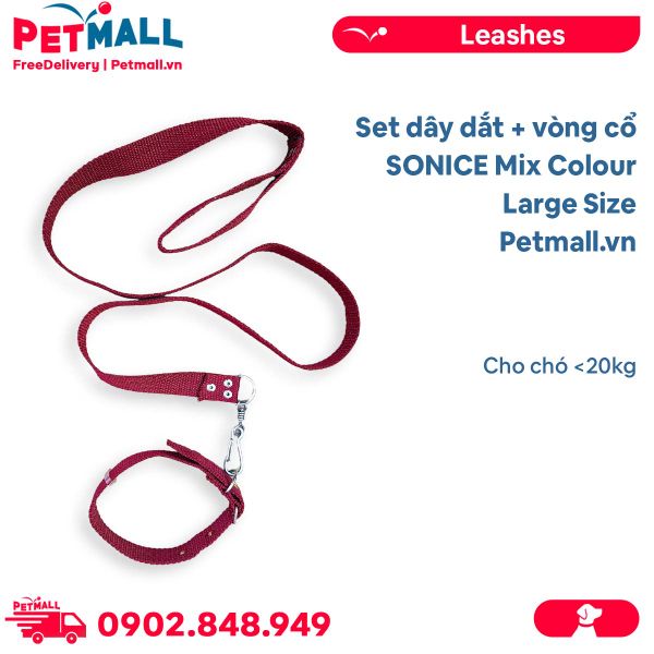 Set dây dắt + vòng cổ SONICE Mix Colour Large Size - Cho chó <20kg Petmall