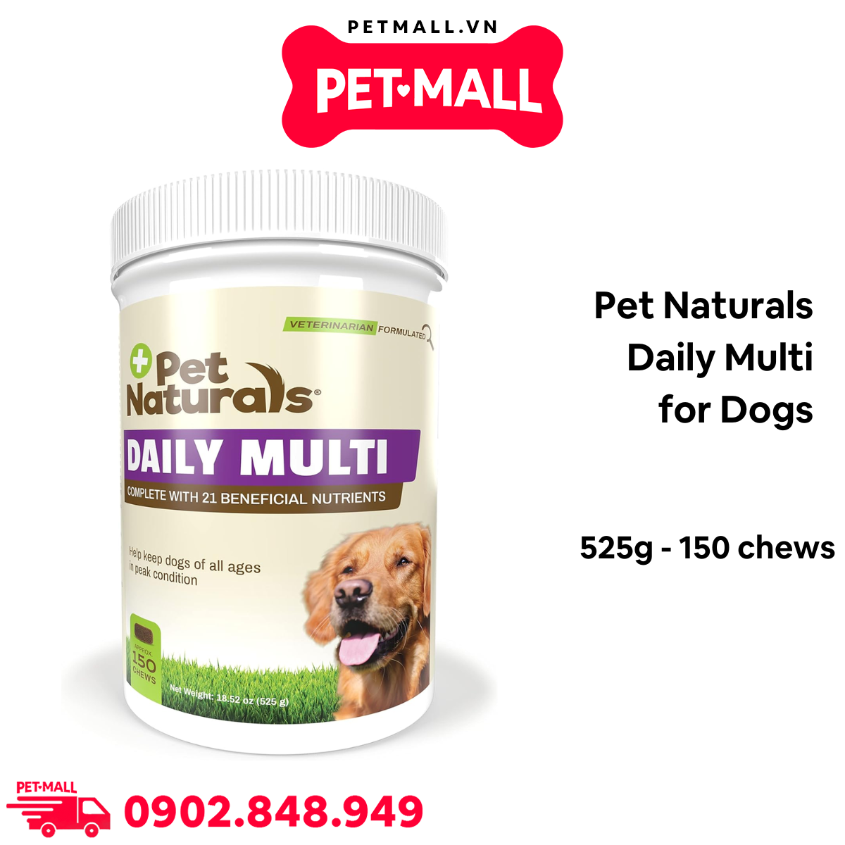 Viên nhai Pet Naturals Daily Multi for Dogs 525g - 150 chews - Bổ sung khoáng chất, vitamin tổng hợp cho Chó Petmall