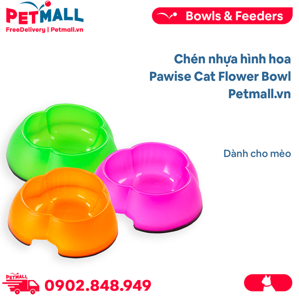 Chén nhựa hình hoa cho mèo Pawise Cat Flower Bowl - Petmall