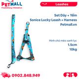 Set Dây + Yếm Sonice Lucky Leash + Harness 10kg - 1.5cm Hình chó mèo xanh lục Petmall