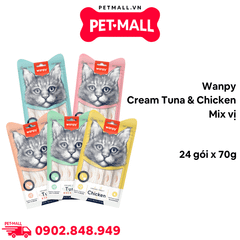 Combo Treats WANPY Cream Tuna & Chicken Mix vị 70g - 24 gói Petmall