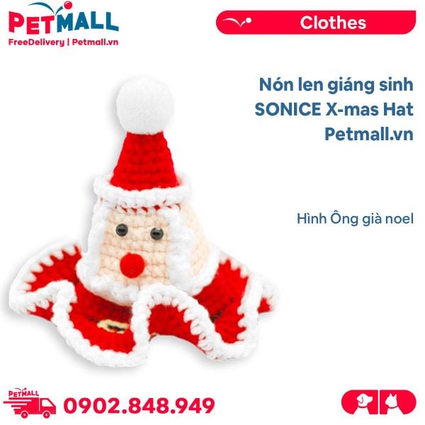 Nón len giáng sinh SONICE X-mas Hat - Hình Ông già noel Petmall